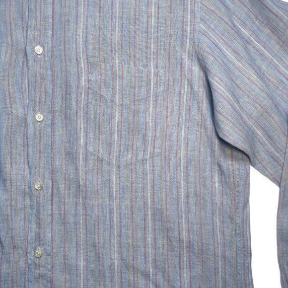 Paul & Shark Slate Blue Linen Button Front Shirt - Picture 5 of 14
